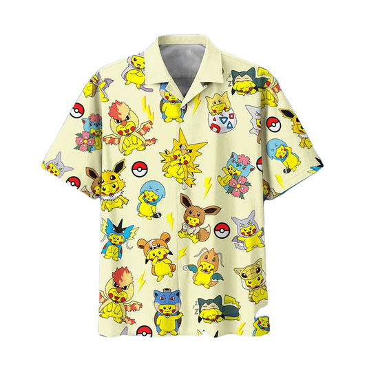 PKM Hawaii Shirt Pikachu Cosplays Other PKM Aloha Shirt Yellow Unisex