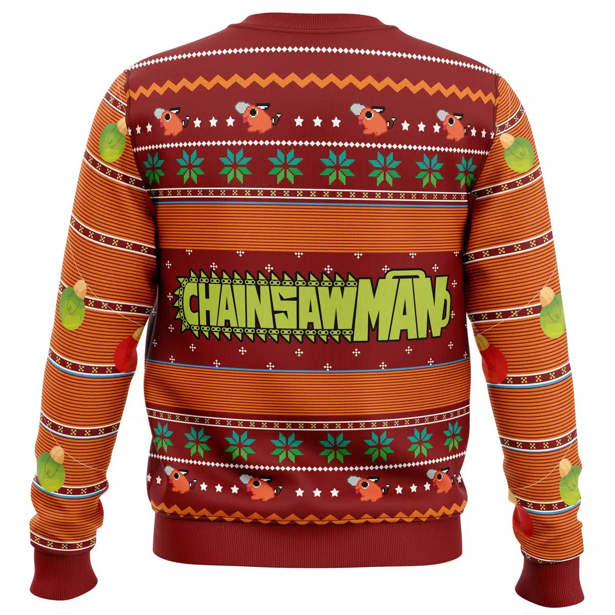 Chainsaw Man Sweatshirt Chainsaw Man Pochita Christmas Pattern Sweatshirt Orange Unisex