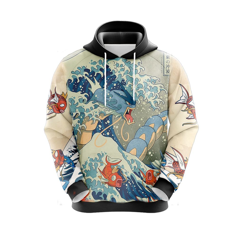 PKM Hoodie Gyarados Tsunami Wave Graphic Hoodie Colorful Unisex