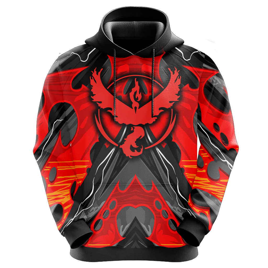 PKM Hoodie Pokemon House Vailor Graphic Hoodie Red Black Unisex