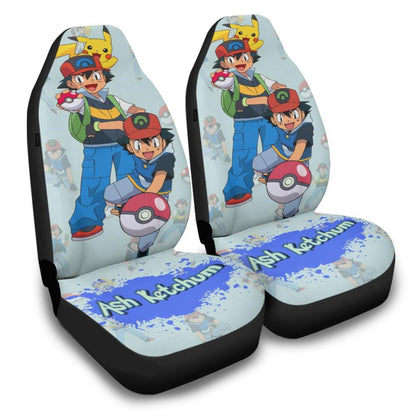 PKM Car Seat Covers PKM Trainer Ask Ketchum And Pikachu Seat Covers Colorful