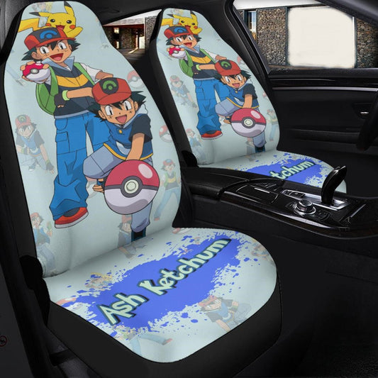 PKM Car Seat Covers PKM Trainer Ask Ketchum And Pikachu Seat Covers Colorful