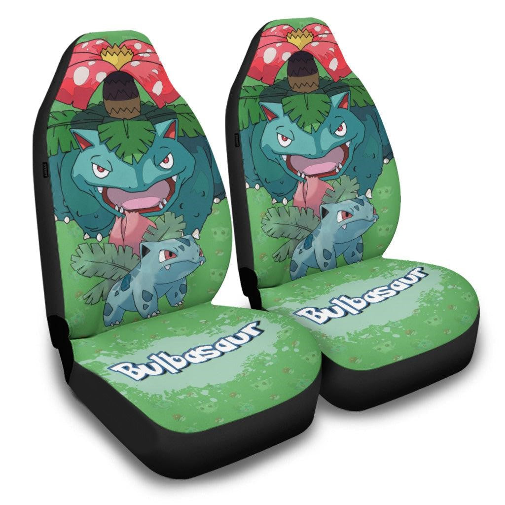 PKM Car Seat Covers PKM Bulbasaur Evolution Form Seat Covers Green