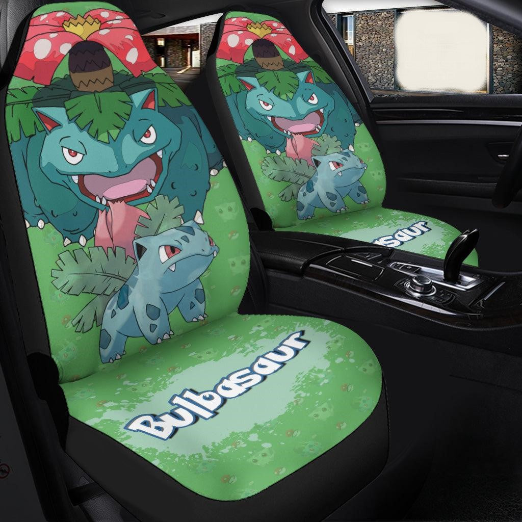 PKM Car Seat Covers PKM Bulbasaur Evolution Form Seat Covers Green