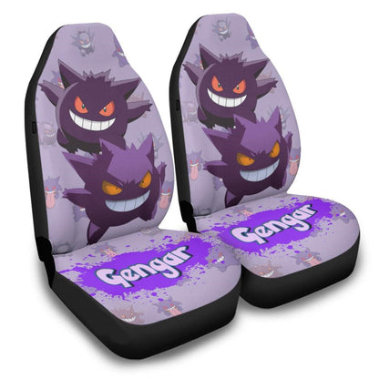 PKM Car Seat Covers Two PKM Gengars Pattern Seat Covers Purple