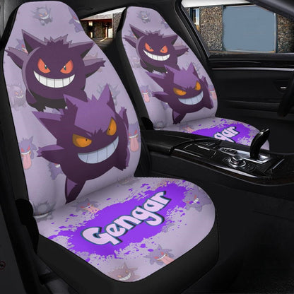 PKM Car Seat Covers Two PKM Gengars Pattern Seat Covers Purple