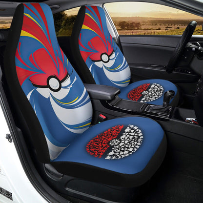 PKM Car Seat Covers Pokeball Monster Sillhouette Ball Seat Covers Blue