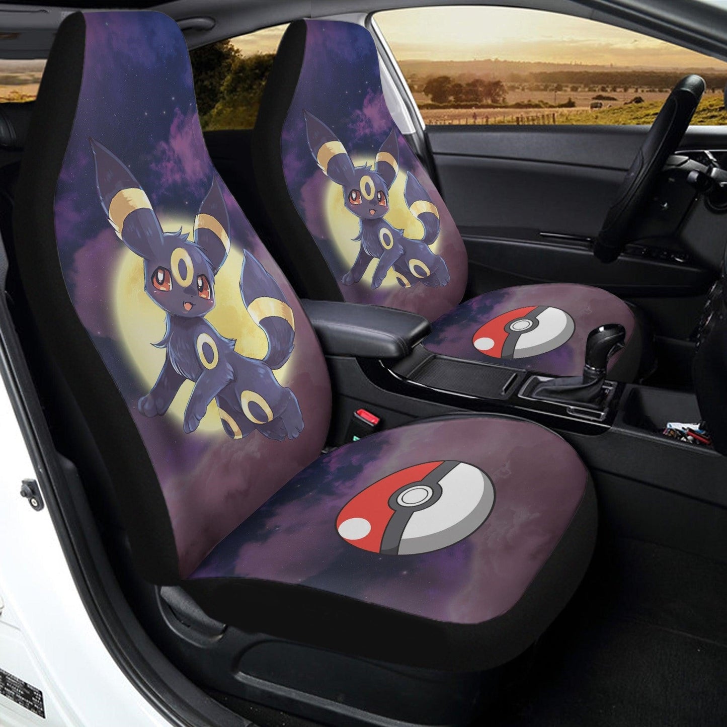 PKM Car Seat Covers Umbreon Light In The Dark Seat Covers Purple