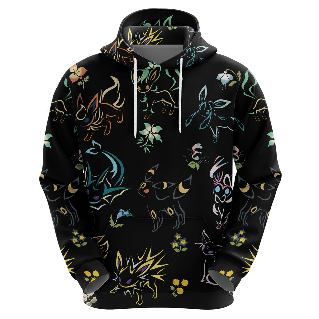 PKM Hoodie PKM Eeveelutions Pattern Hoodie Black Unisex