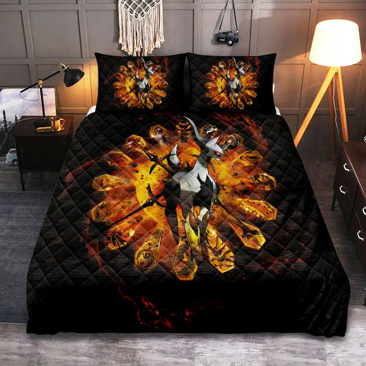 PKM Bedding Set PKM Legends Arceus Graphic Duvet Covers Black Orange Unique Gift