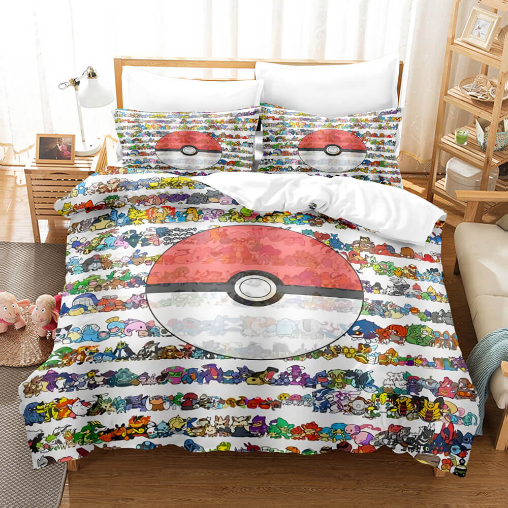 PKM Bedding Set Pokeball All PKM Pattern Duvet Covers Colorful Unique Gift