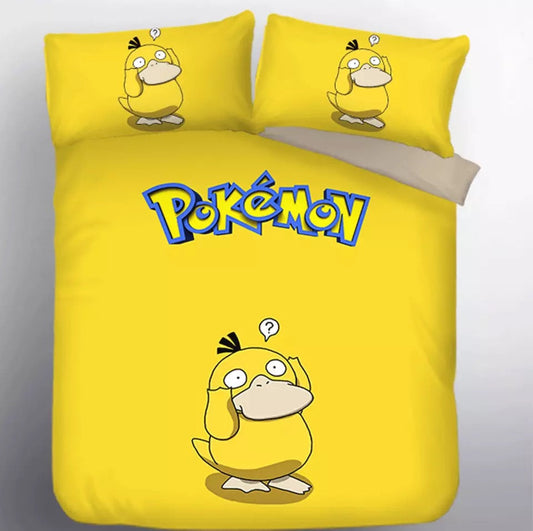 PKM Bedding Set PKM Psyduck Graphic Duvet Covers Yellow Unique Gift