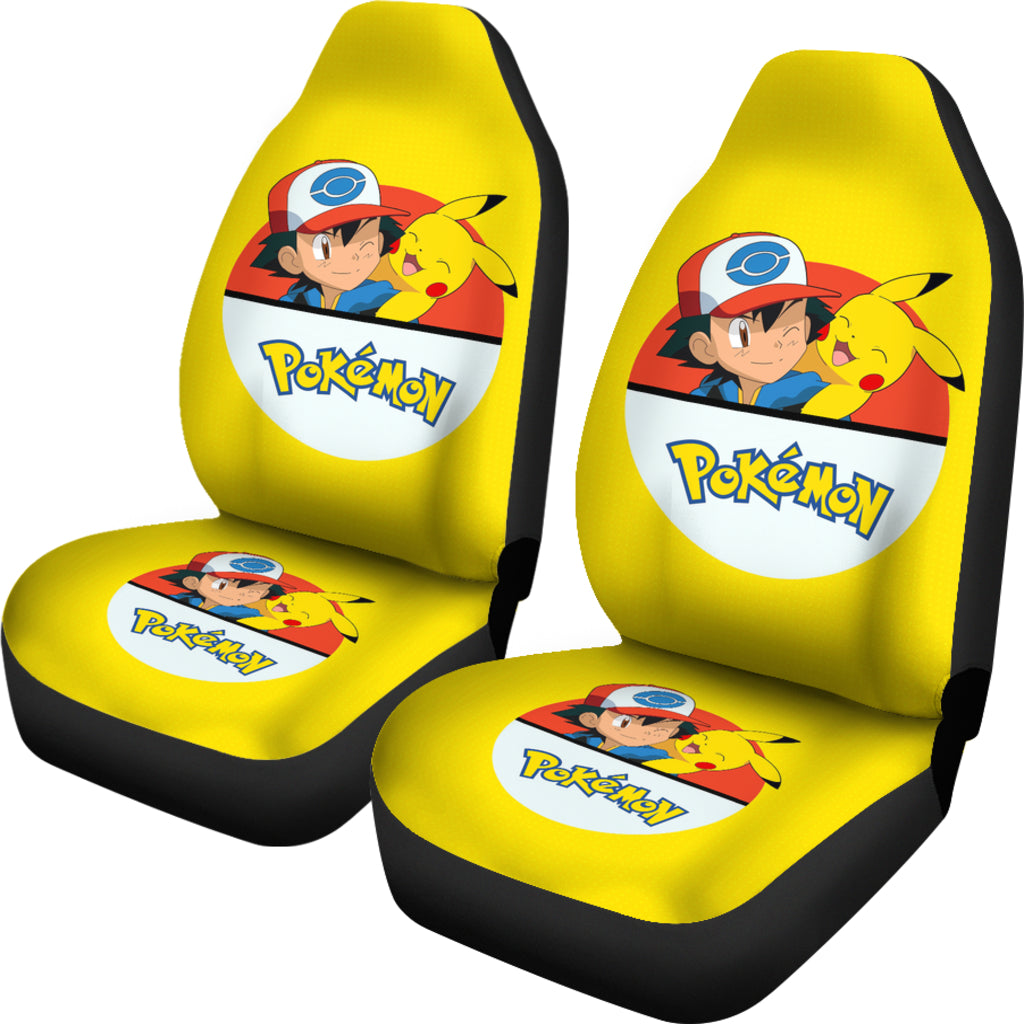 PKM Car Seat Covers PKM Pikachu And Ash Ketchum Seat Covers Yellow