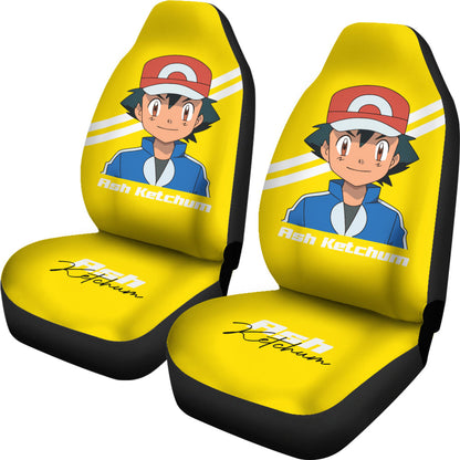 PKM Car Seat Covers PKM Trainer Ash Ketchum Graphic Seat Covers Yellow