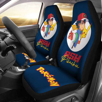 PKM Car Seat Covers PKM Trainer Ash And Pikachu Seat Covers Blue