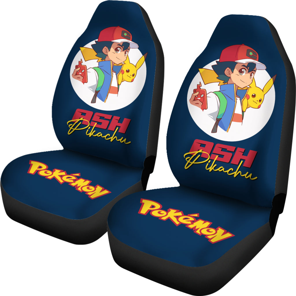 PKM Car Seat Covers PKM Trainer Ash And Pikachu Seat Covers Blue