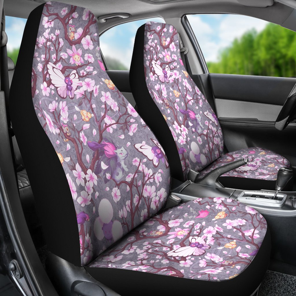 PKM Car Seat Covers PKM With Spring Cherry Blossom Seat Covers Pink Gray