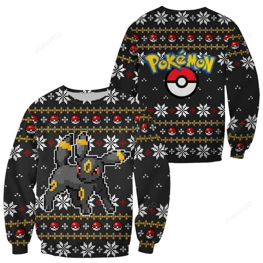 PKM Sweatshirt PKM Umbreon Pokeball Snowflake Pattern Sweatshirt Black Unisex