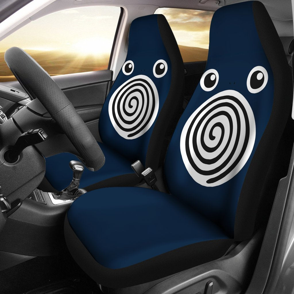 PKM Car Seat Covers PKM Poliwhirl Face Graphic Seat Covers Blue