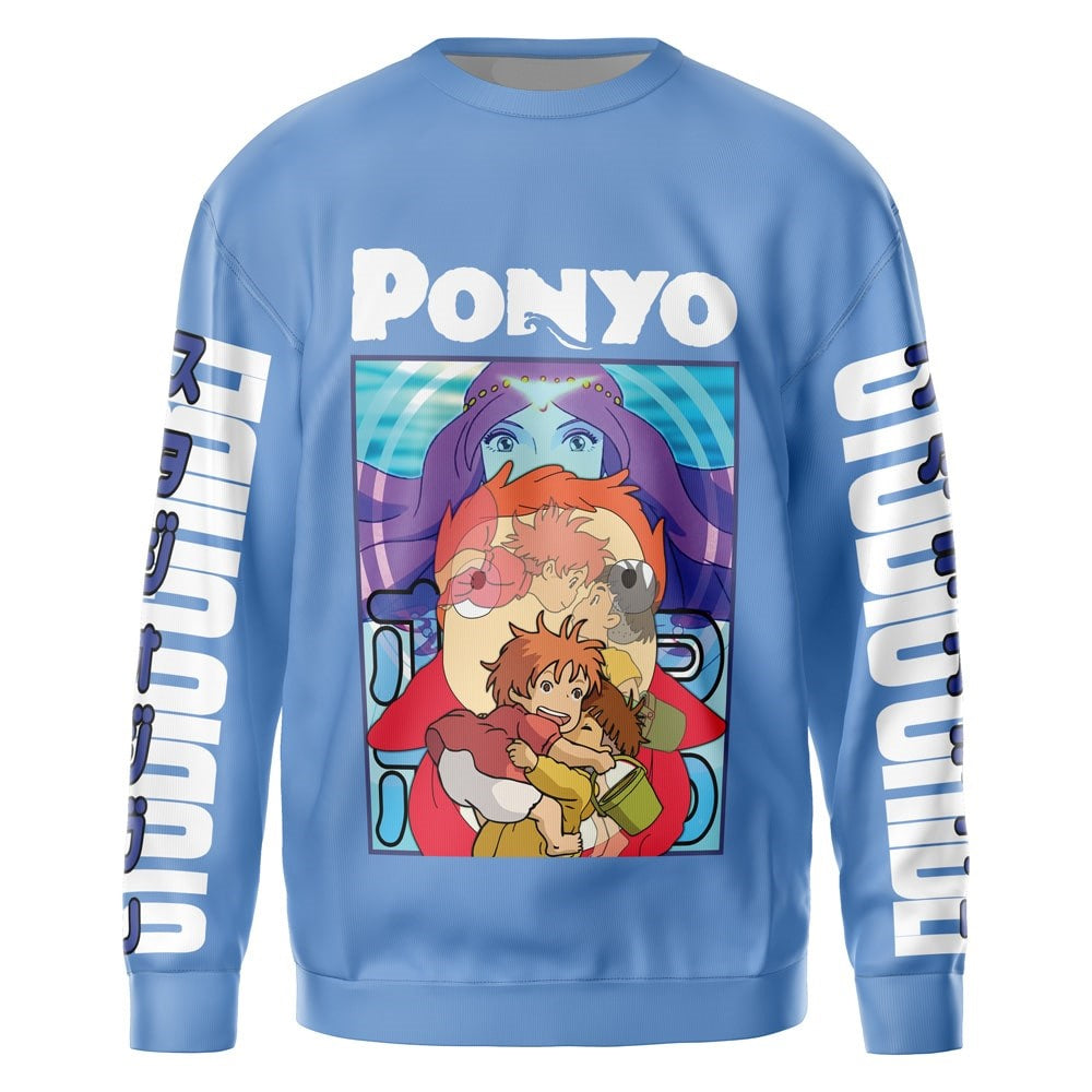 SGhibli Sweatshirt Ponyo Graphic SGhibli Sweatshirt Blue Unisex