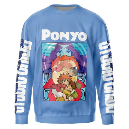 SGhibli Sweatshirt Ponyo Graphic SGhibli Sweatshirt Blue Unisex