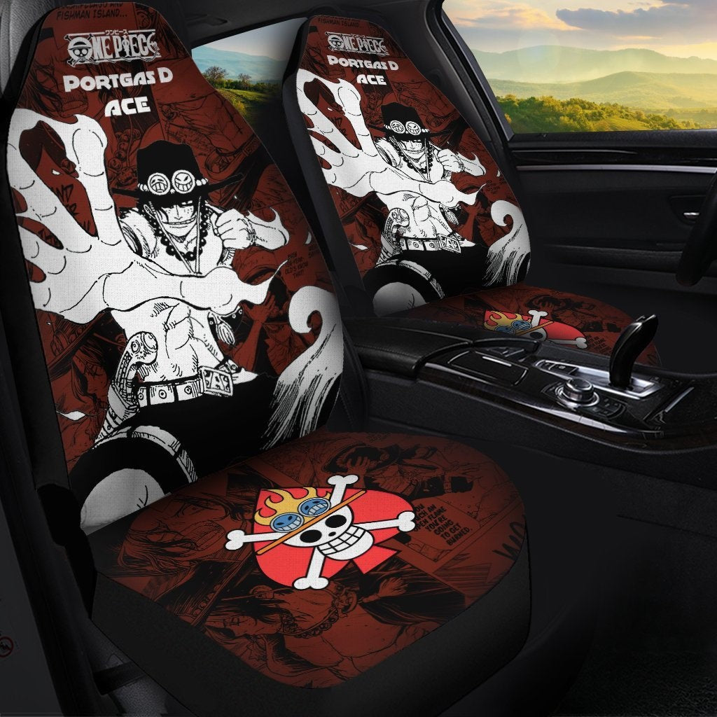 One Piece Car Seat Covers Portgas D Ace Graphic One Piece Seat Covers