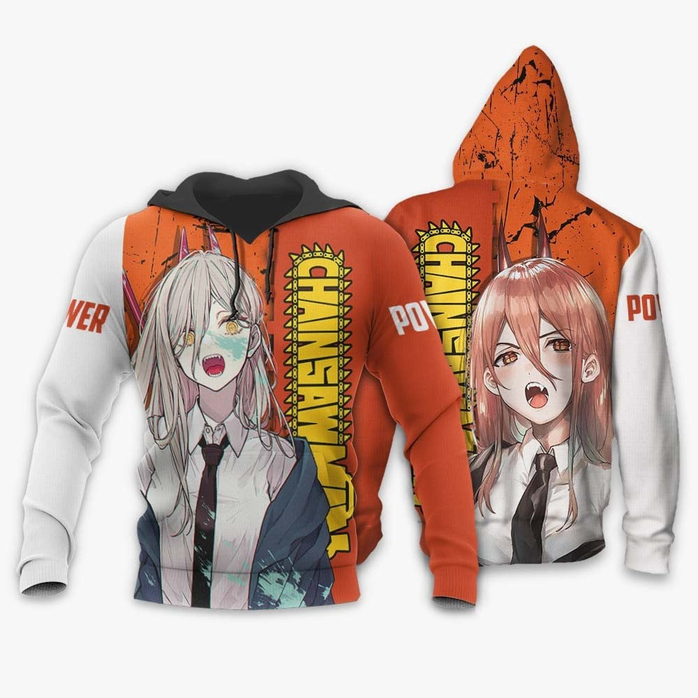 Chainsaw Man Hoodie Power Blood Devil Graphic Hoodie Orange Unisex