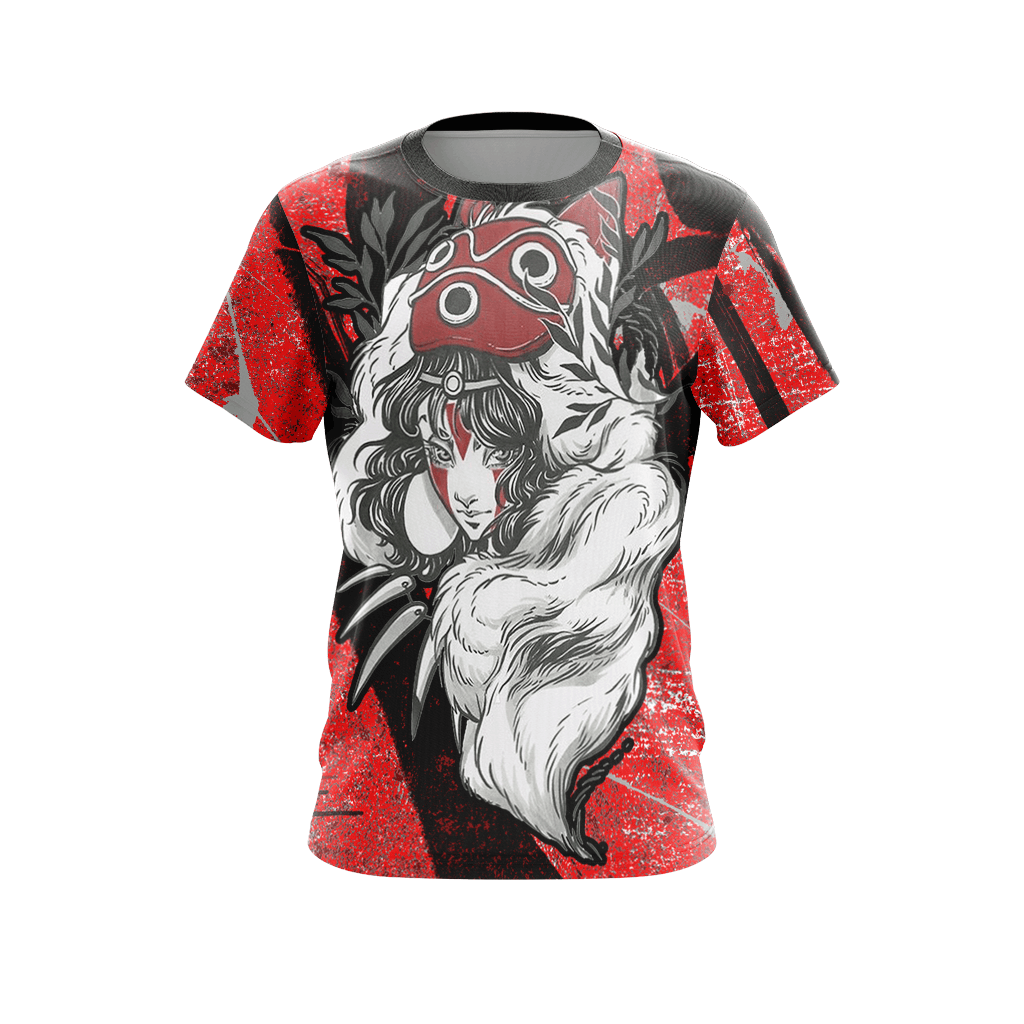 SGhibli T-shirt Cool Princess Mononoke Ashitaka T-shirt Red Unisex