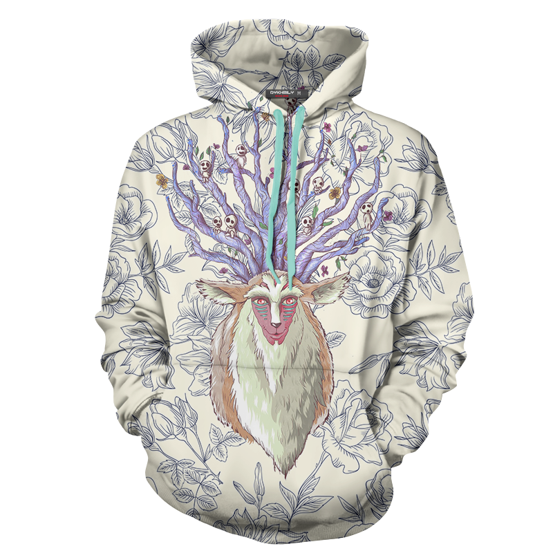 SGhibli Hoodie Princess Mononoke Forest Spirit Hoodie White Unisex