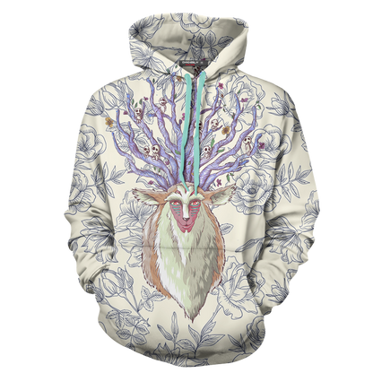 SGhibli Hoodie Princess Mononoke Forest Spirit Hoodie White Unisex