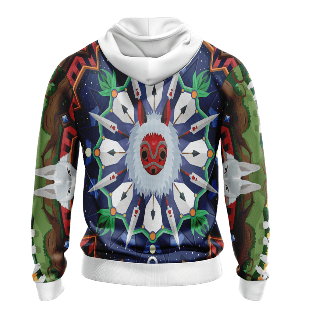 SGhibli Hoodie Princess Mononoke Movie Pattern Hoodie Colorful Unisex