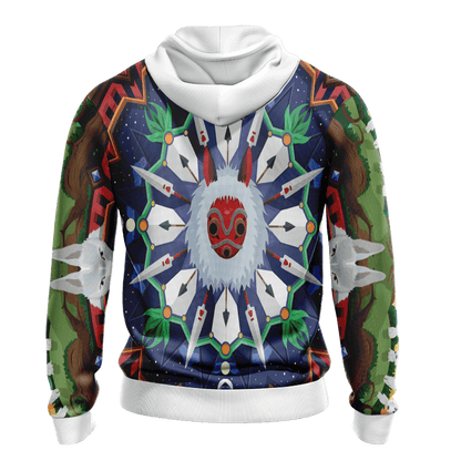 SGhibli Hoodie Princess Mononoke Movie Pattern Hoodie Colorful Unisex