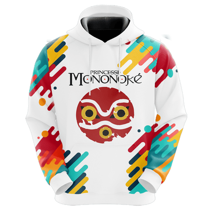 SGhibli Hoodie Princess Mononoke Characters Symbol Hoodie White Unisex