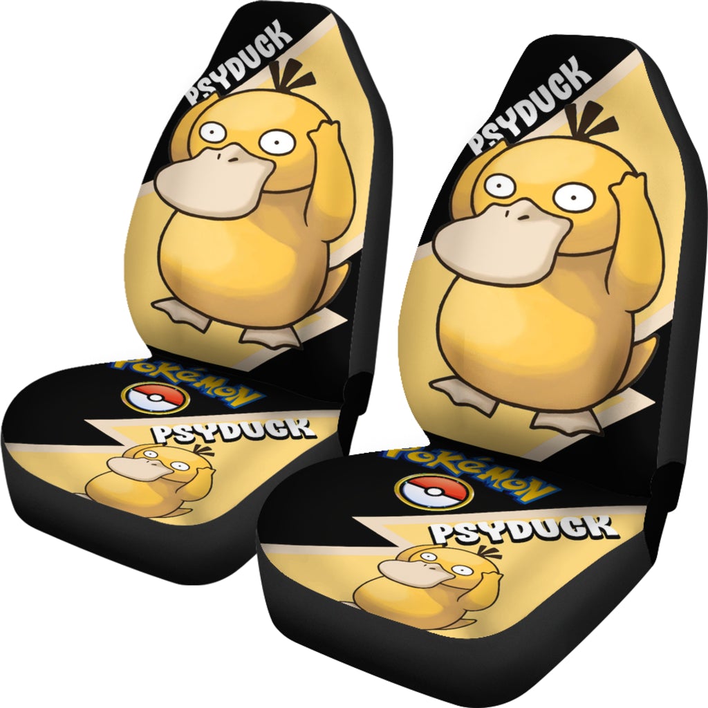 PKM Car Seat Covers PKM Psyduck Pokeball Graphic Seat Covers Black Yellow