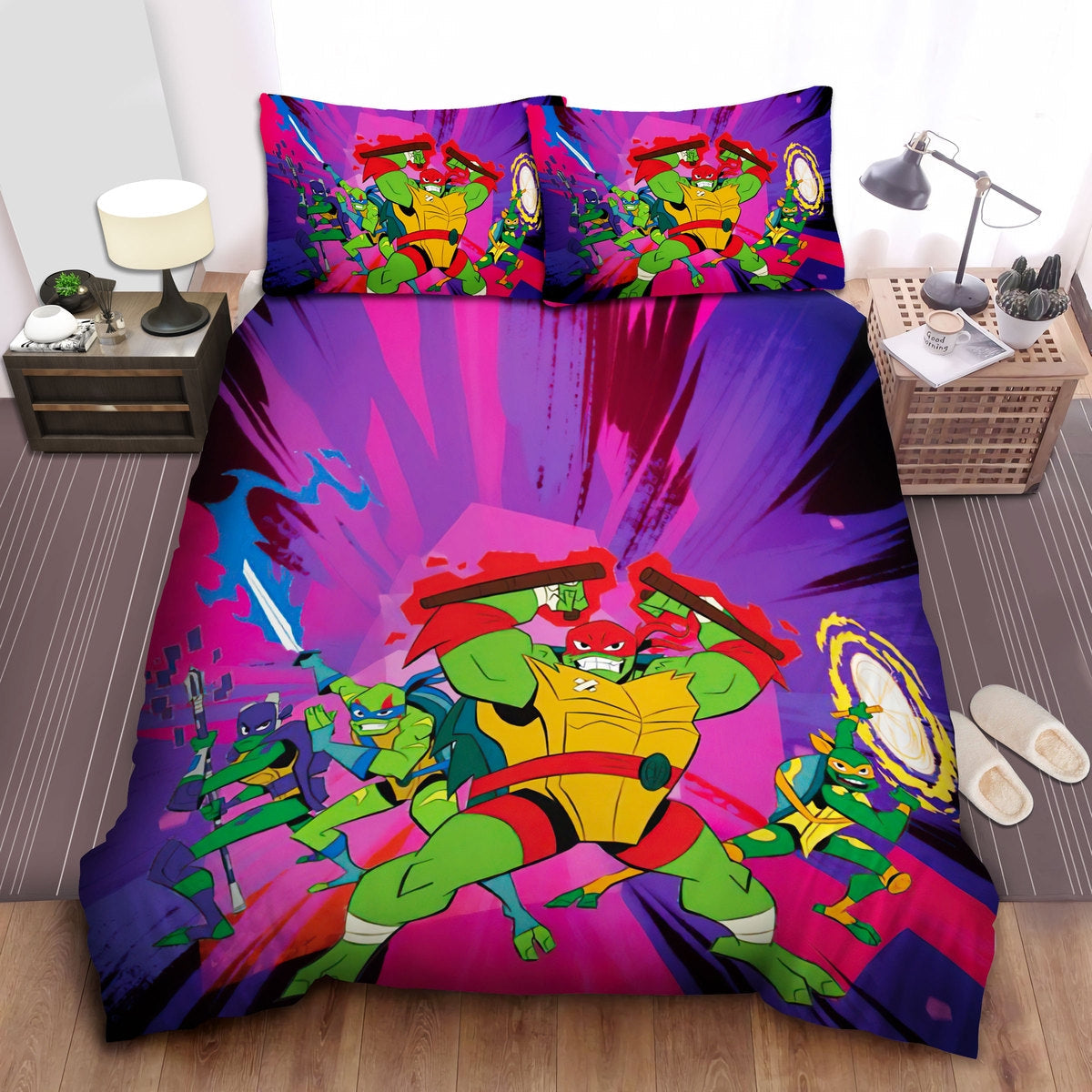 TMNT Bedding Set Ninja Turtles Squad Showing Powers Duvet Covers Purple Unique Gift