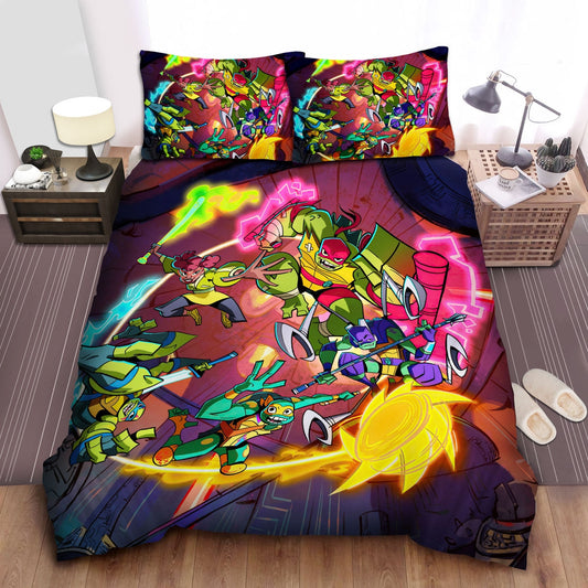 TMNT Bedding Set Ninja Turtles Team Fight Duvet Covers Colorful Unique Gift