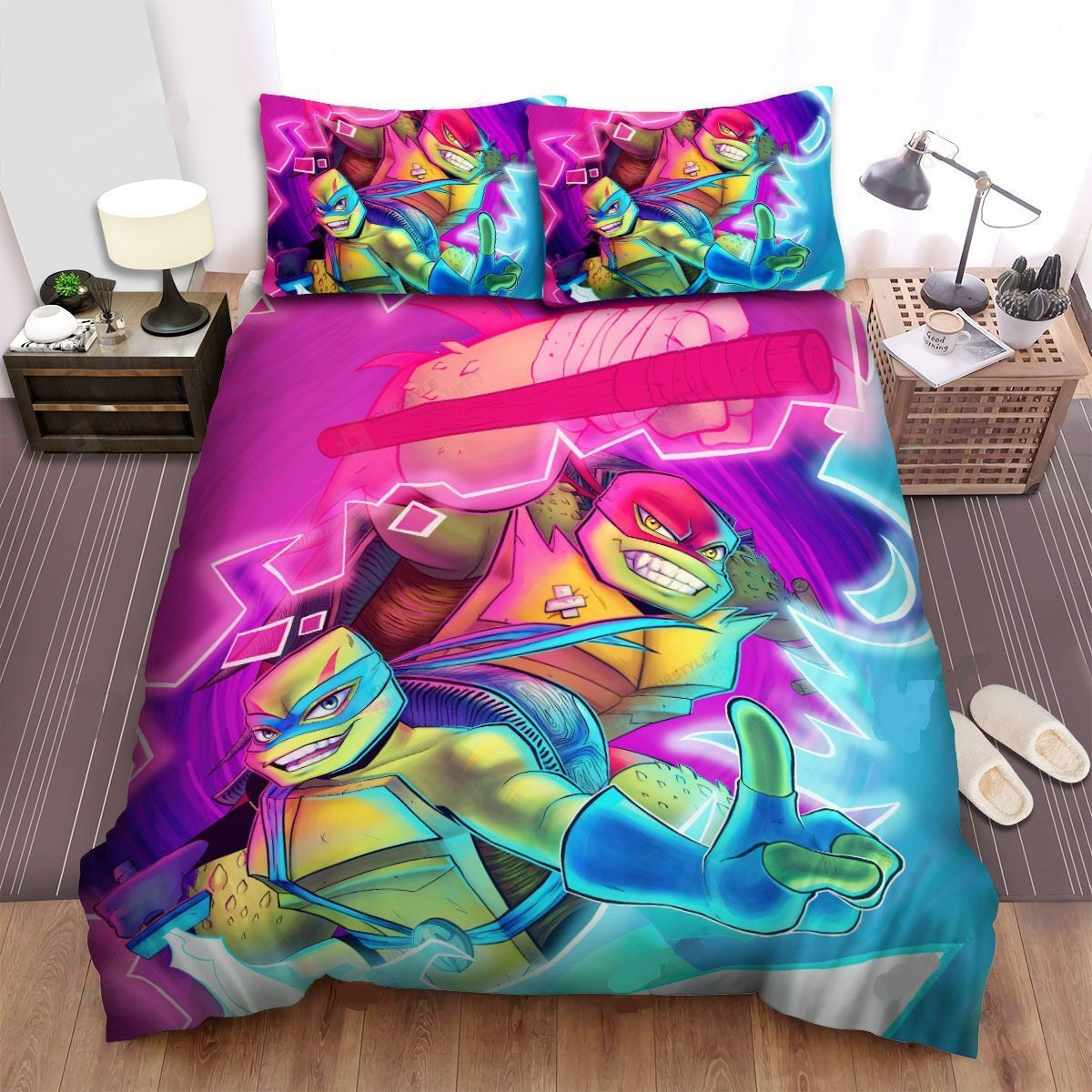 TMNT Bedding Set Ninja Turtles Leo And Raph Duvet Covers Colorful Unique Gift