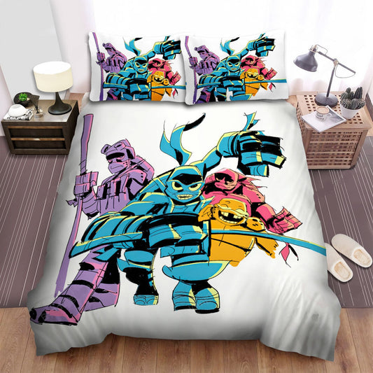 TMNT Bedding Set Rise Of The Ninja Turtles Main Characters Duvet Covers White Unique Gift