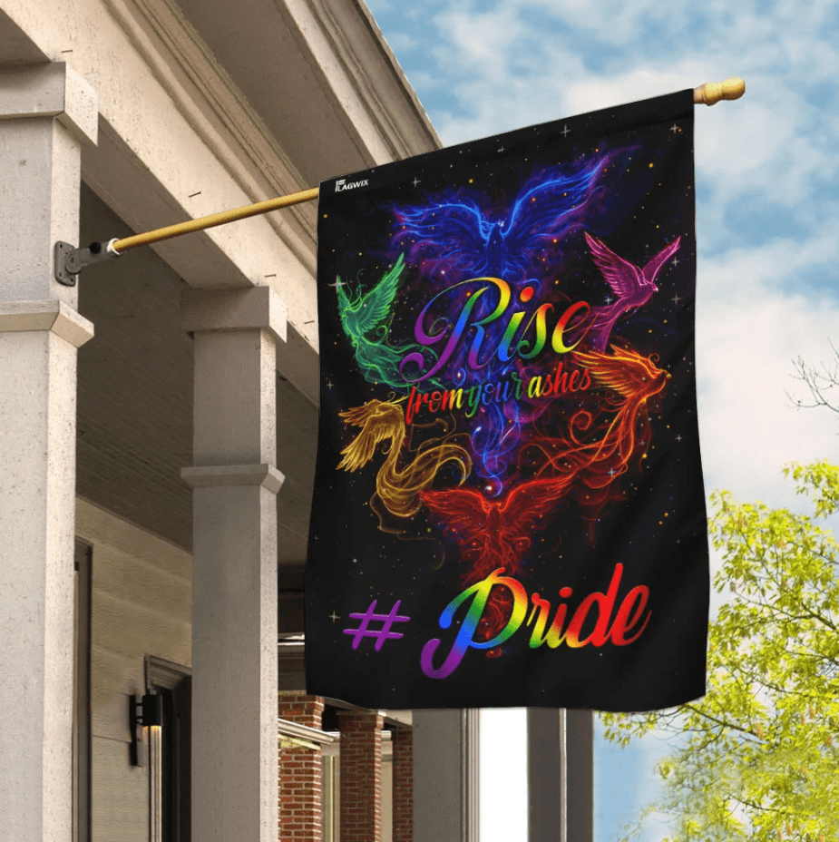 Unifinz LGBT Pride Flag Rise From Your Ashes Phoenix Rainbow House Flag LGBT House Flag Pride Month Gift 2022