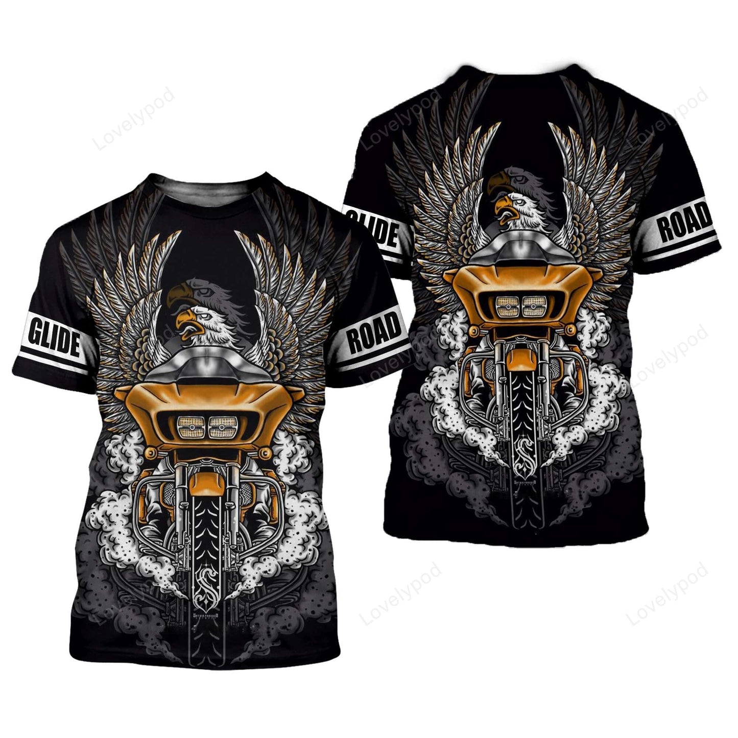 Motorcycle Hoodie Road Glide Motorcycle Eagle T-shirt Black Unisex