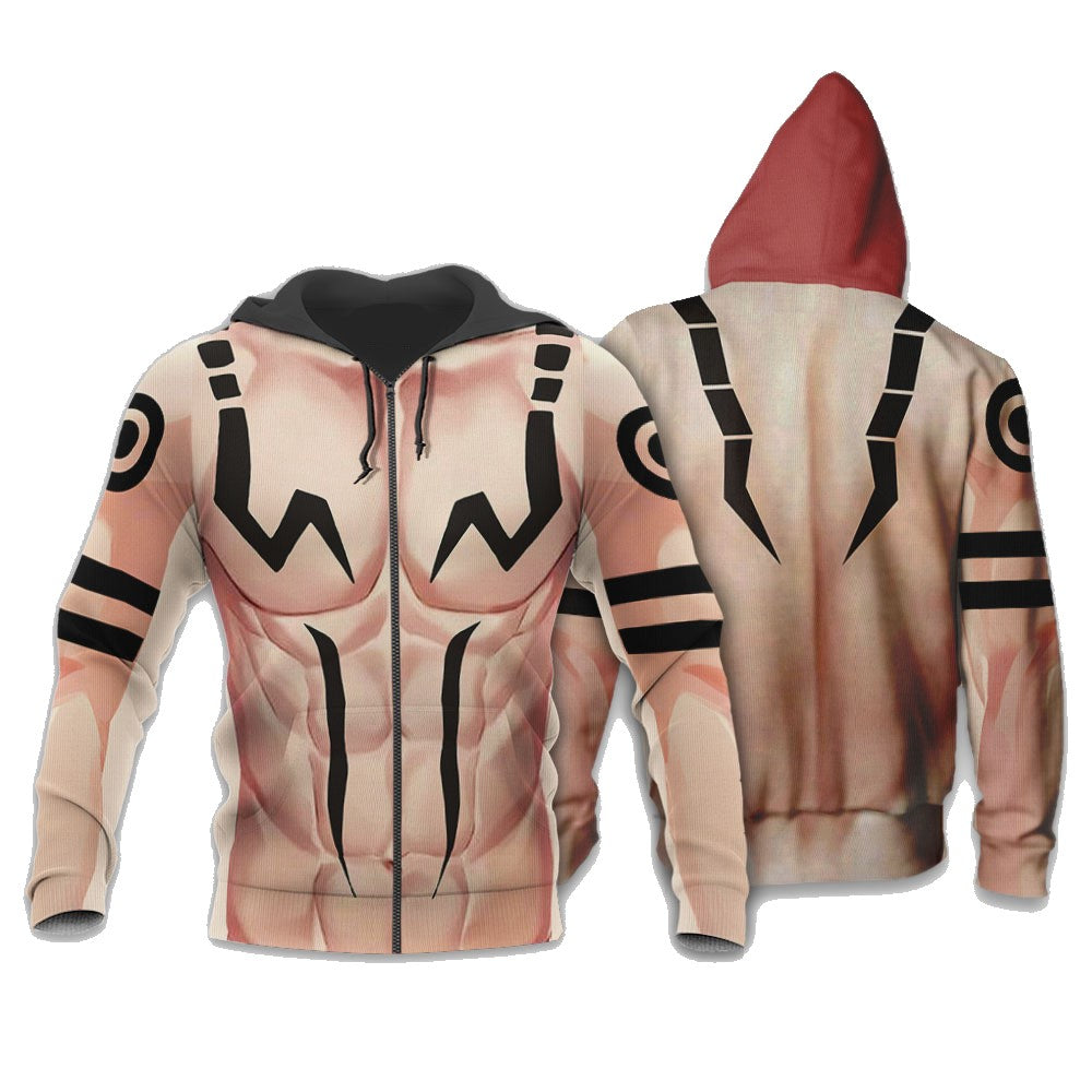 Jujutsu Kaisen Zip Hoodie Ryomen Sukuna Skin Costume Zip Hoodie Colorful Unisex