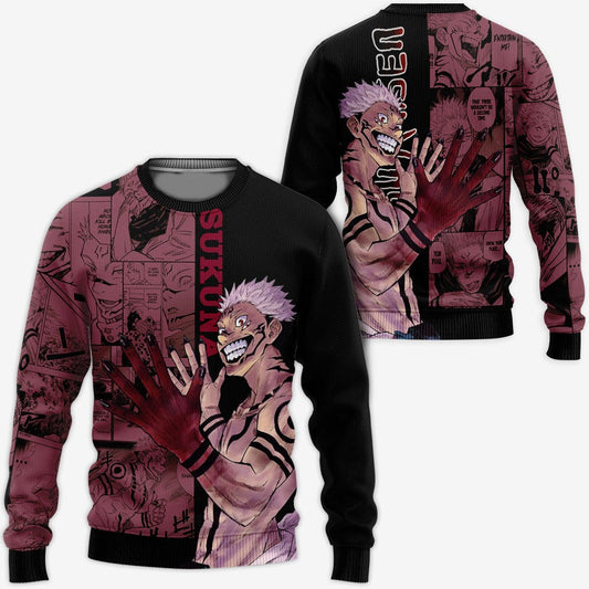 Jujutsu Kaisen Sweatshirt Ryoumen Sukuna Manga Graphic Sweatshirt Red Black Unisex Adults New Release