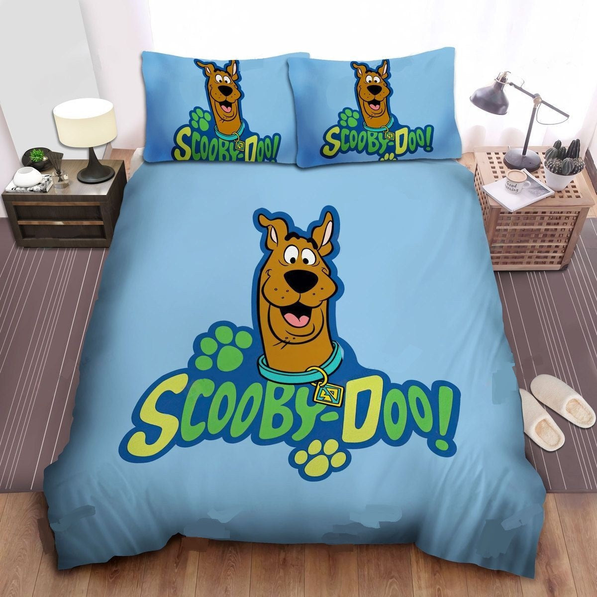 Scooby Doo Bedding Set Scooby Doo Face Beautiful Collar Duvet Covers Blue Unique Gift