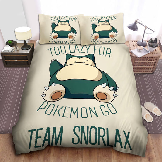 PKM Bedding Set Too Lazy For PKM Go Team Snorlax Duvet Covers Green Unique Gift