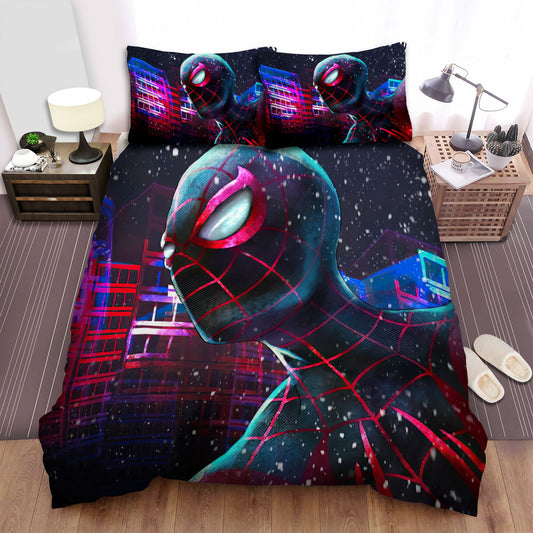 Spiderman Bedding Set MV Spiderman Miles Morales In Neon Duvet Covers Colorful Unique Gift