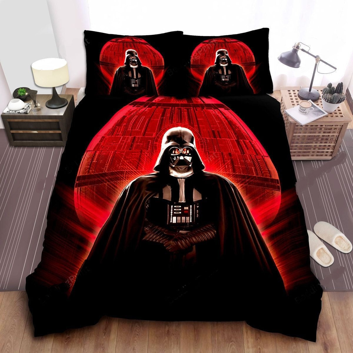 SW Bedding Set Darth Vader And Death Star Duvet Covers Black Red Unique Gift