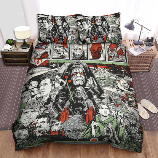 SW Bedding Set Return Of The Jedi The Empire Falls Movie Poster Duvet Covers White Black Unique Gift