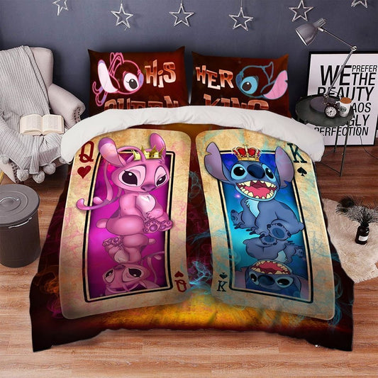 Lilo And Stitch Bedding Set Stitch And Angel His Queen Her King Duvet Covers Colorful Unique Gift