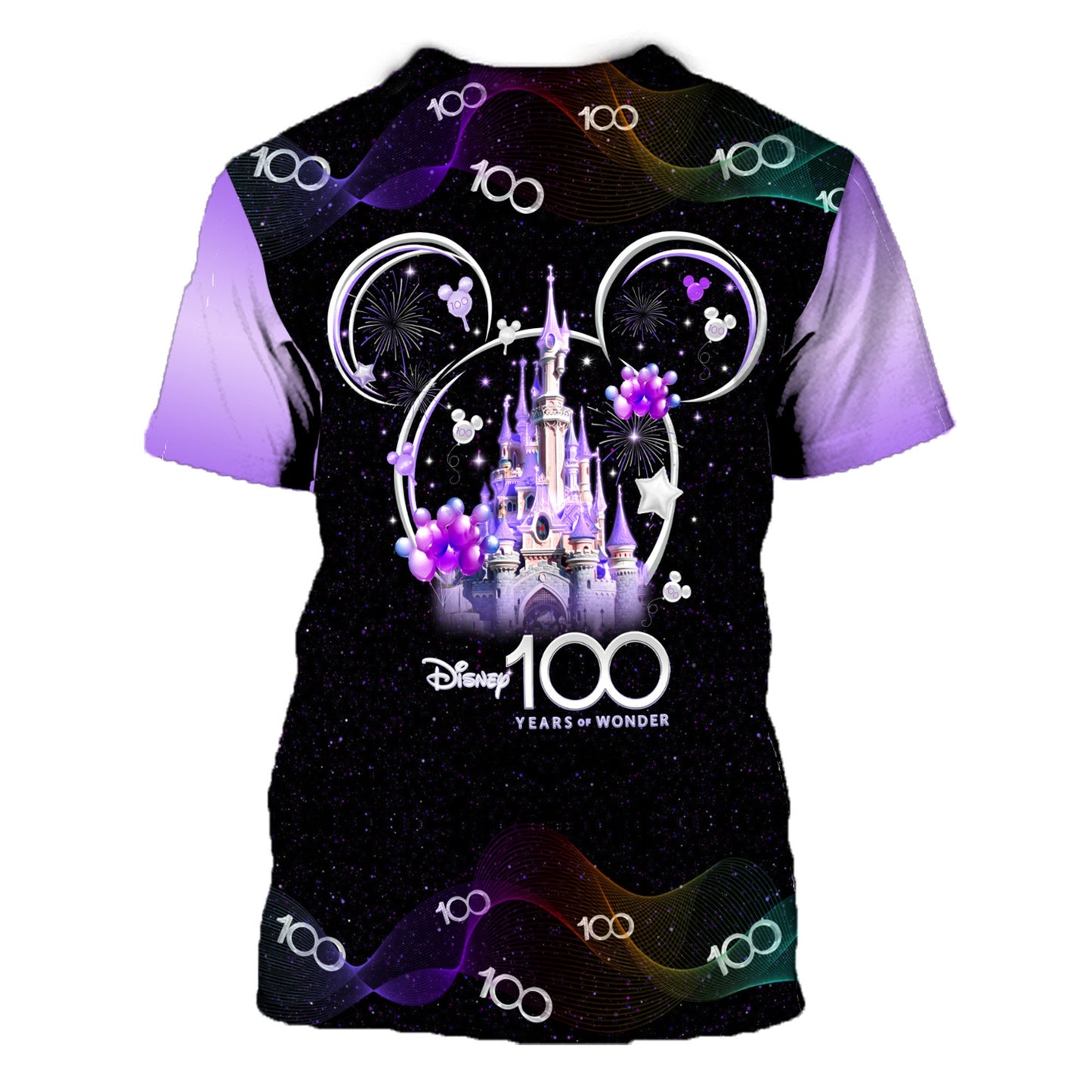 DN T-shirt Lilo And Stitch Square DN 100 Years Of Wonder T-shirt Black Purple Unisex Adults New Release