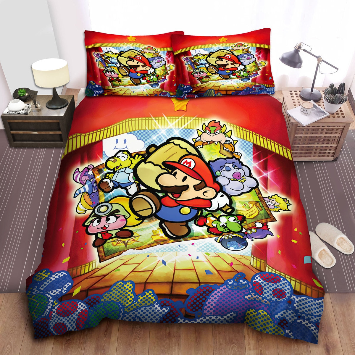 Mario Bedding Set Super Mario Paper Board Game Duvet Covers Colorful Unique Gift